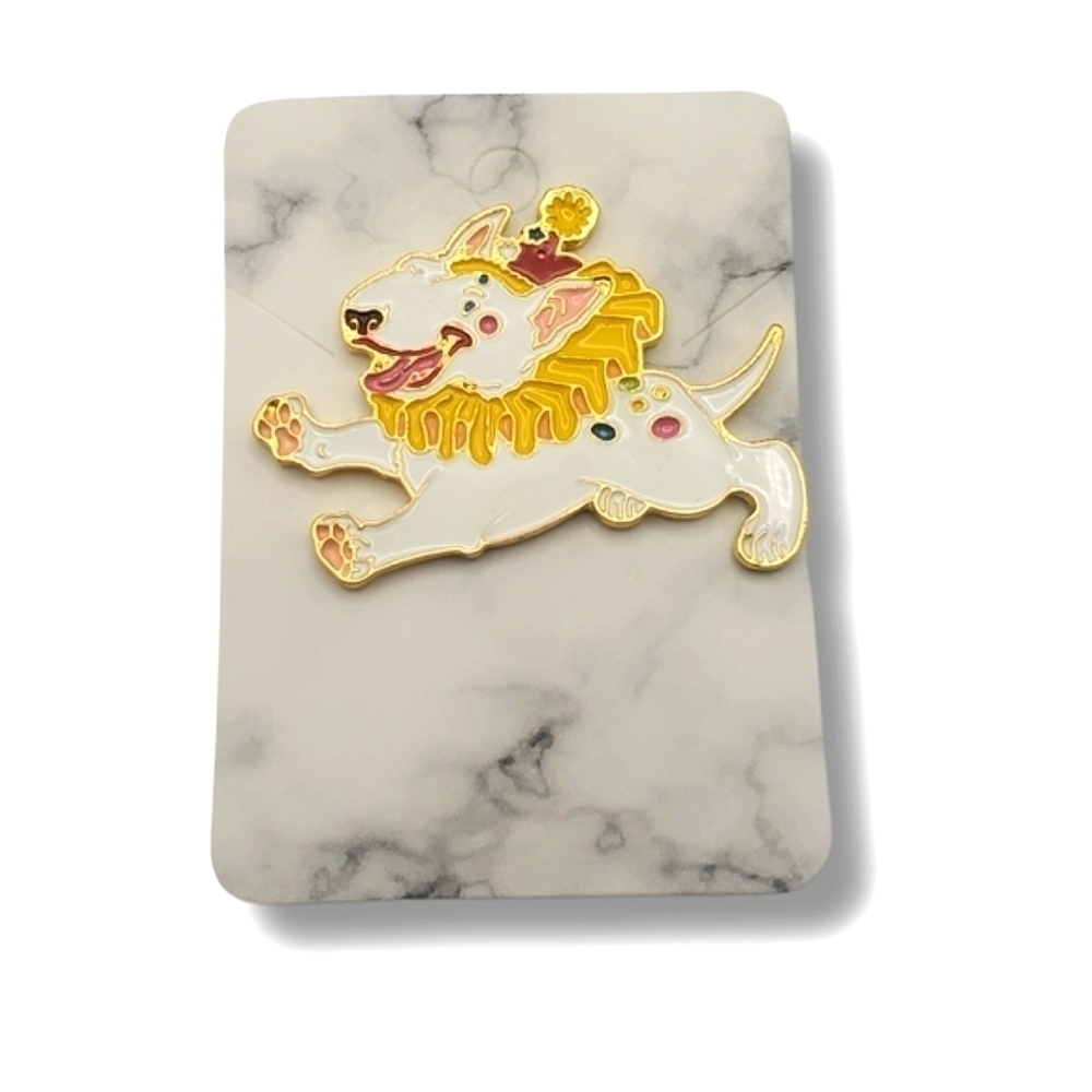 Edgar the Clown Bull Terrier Dog Circus Pin Brooch - Picture 3 of 7